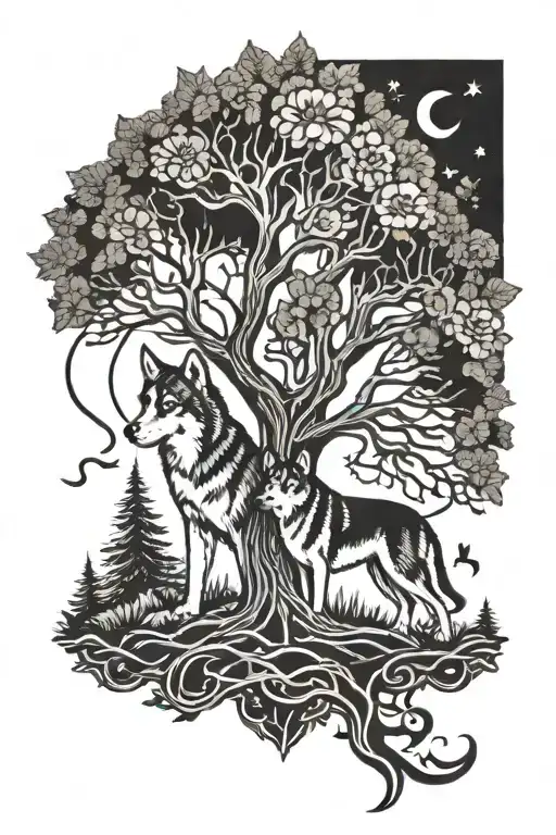 Husky Tree Of Life Intertwined