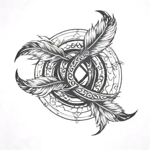 Infinity Symbol Made With Two Crossed Feathers
