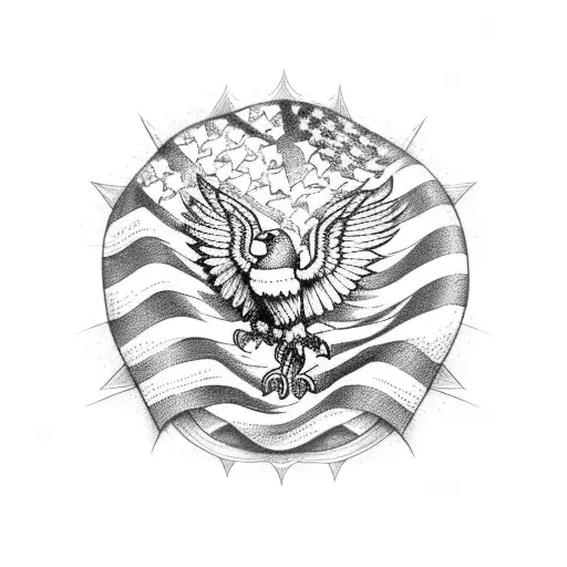 American Flag With Tree