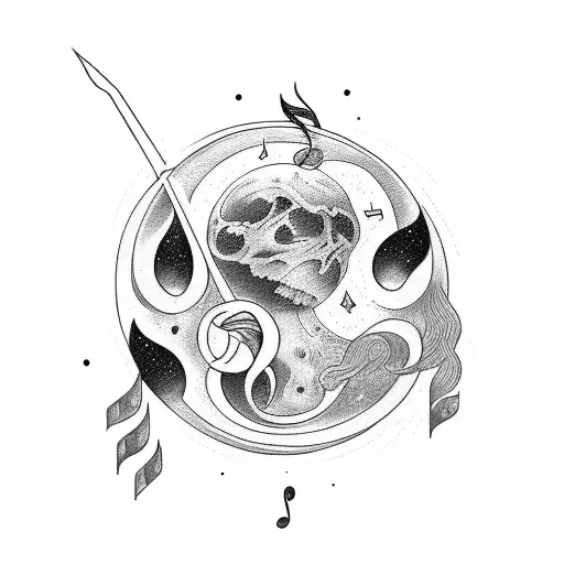 A Tattoo Design Combining Music And The Moon