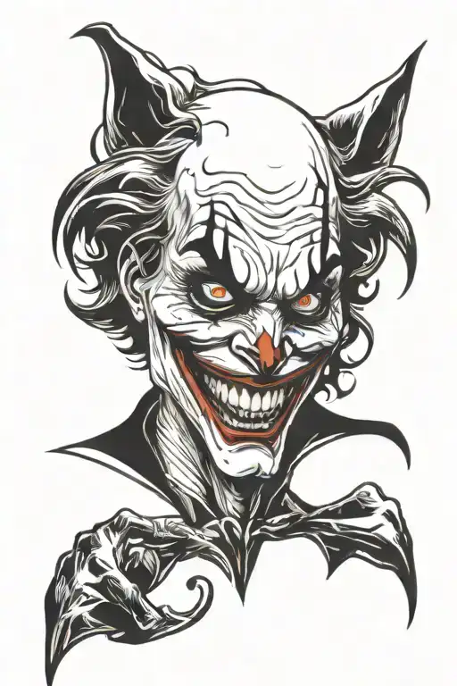 A Twisted And Dark Joker Face With A Wolf Silhouette Hidden In The Background
