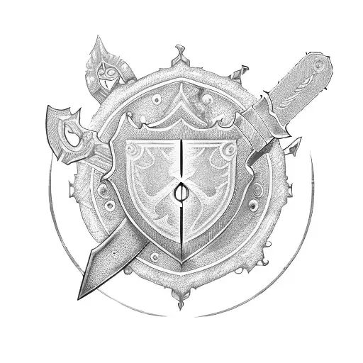 A Key-shaped Sword Piercing Through A Moon-shaped Shield