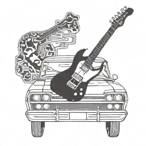Impala 64 Car Silhouette With A Guitar Neck Incorporated Into The Design