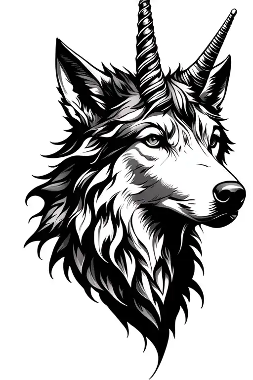 Wolf Unicorn Head