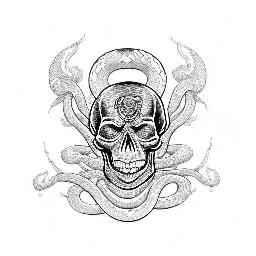 Skull With Snake