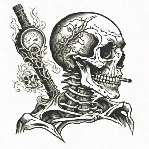 Van Gogh Smoking Skeleton