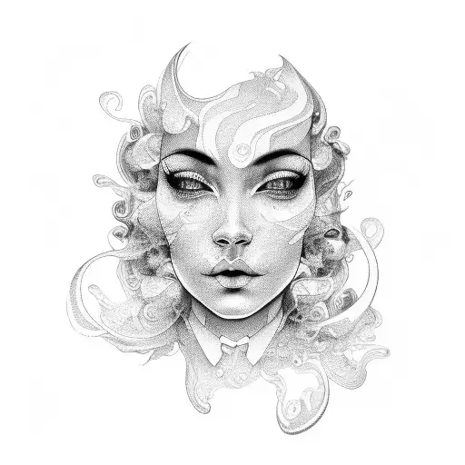 Face That Swirls Away Black And White