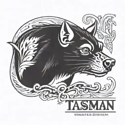 Evil Face Of A Tasmanian Devil With The Inscription Tasman