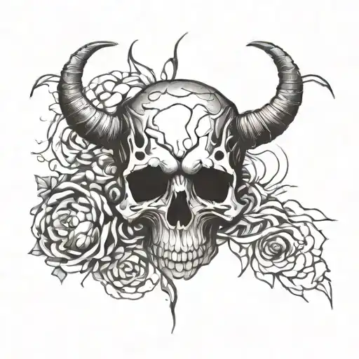 The Skull Is Broken In The Middle And Has Horns