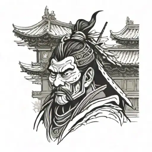 Samurai And Chinese Temple
