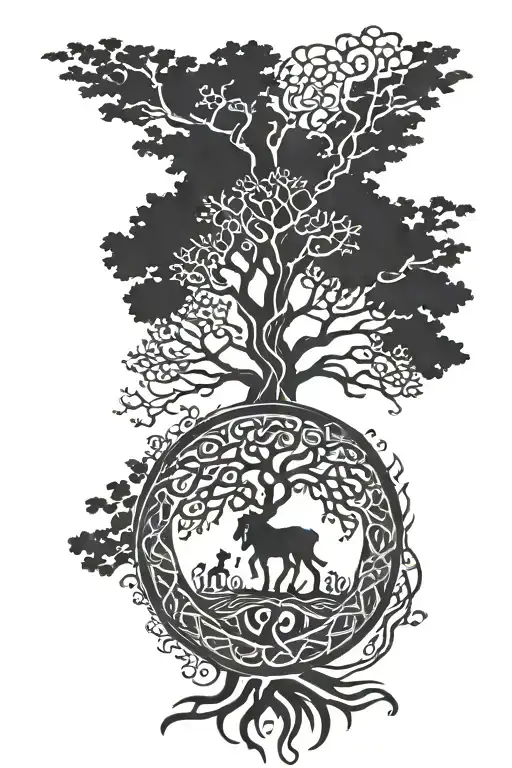 Tree Of Life With Celtic Knight Kneeling