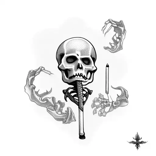Skeleton With Cigarette