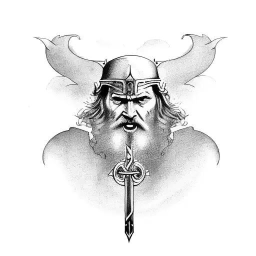 Odin With Gungnir In Hands Siting On Adgard Trhone