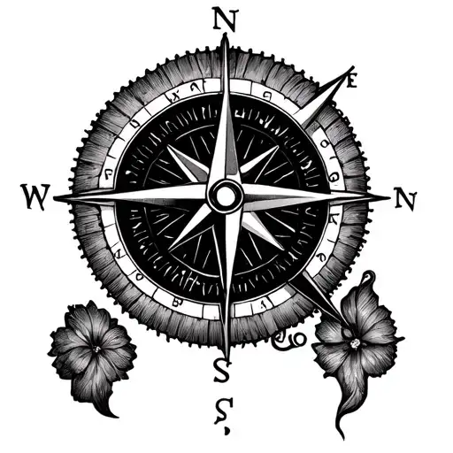 A Forearm Tattoo Featuring A Pilot Compass Rose