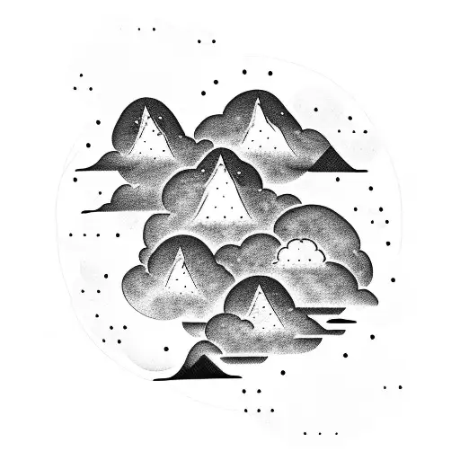 Japanese Cloud With Mountain