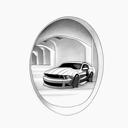 2008 Ford Mustang The Car Driving Thru A Tunnel