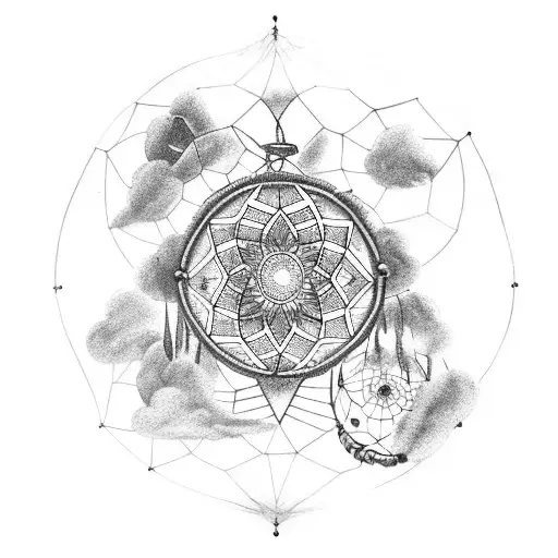 A Dreamcatcher Made Of Clouds With A Triangle In The Center