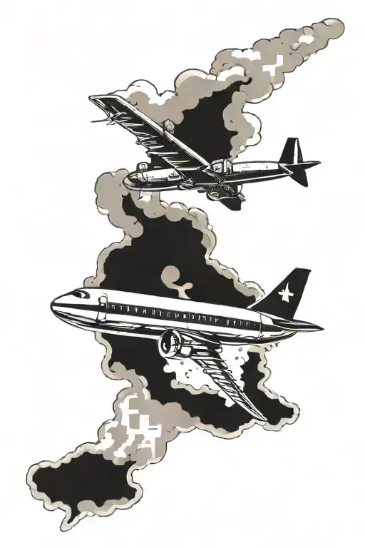 Cross With The Word Curt In The Middle And A Boeing Airplane Faded In The Background