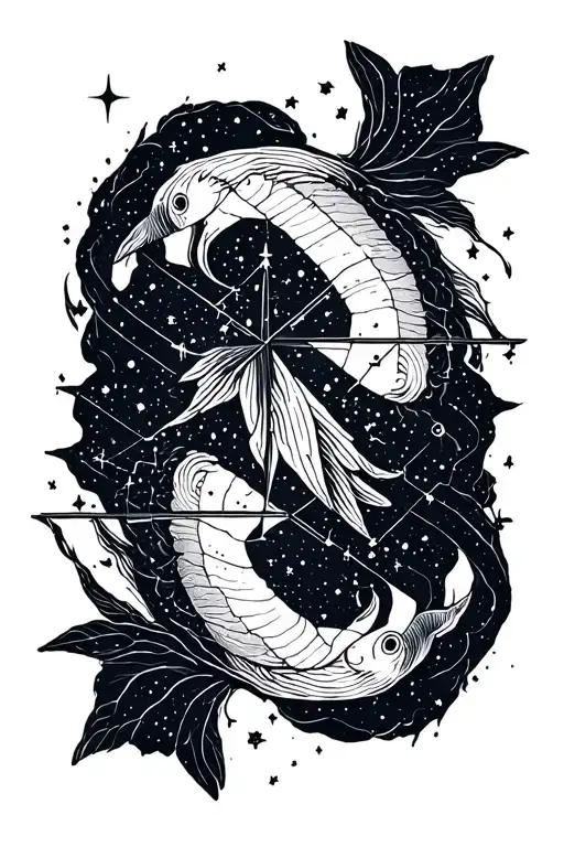 Pisces Constellation With Wind Rose