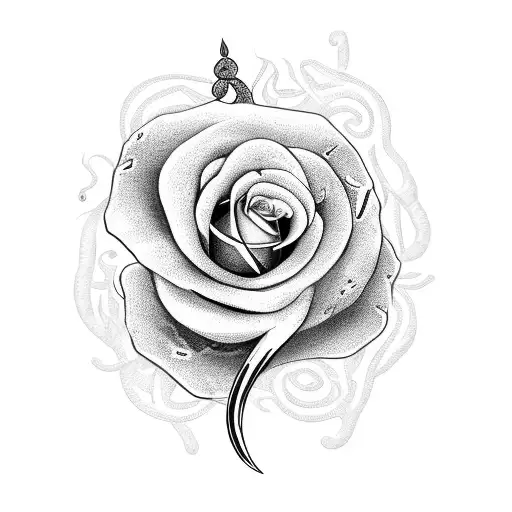 A Knife With A Snake And Roses