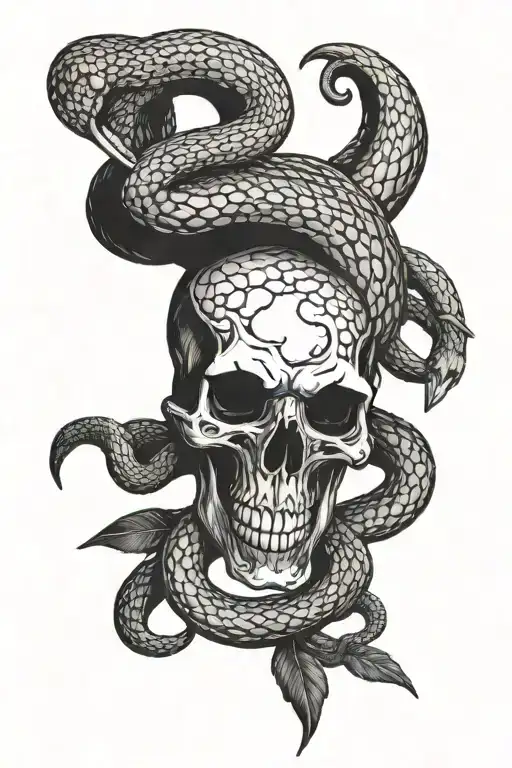 Snake Moving To Skull With Knife