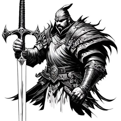 Dark Husar Holding A Sword