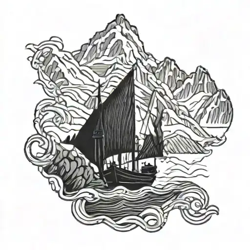 A Fishing Boat Sailing Through The Fjords Of Norway