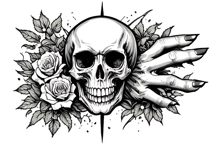 Hand Tattoo With A Skull