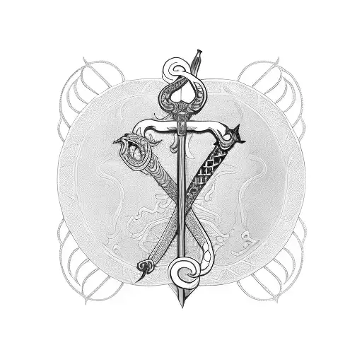 Sword With Fine Details On The Handle With A Snake Wrapped Around The Blade