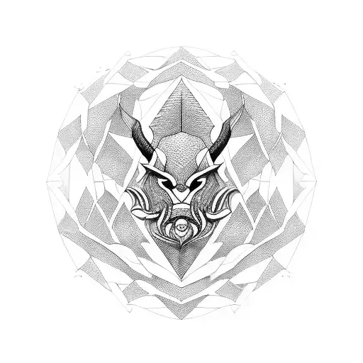 A Powerful Behemoth With Geometric Patterns And Symbols Representing Its Strength And Wisdom