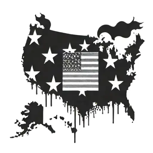 Usa Flag Primarily Black