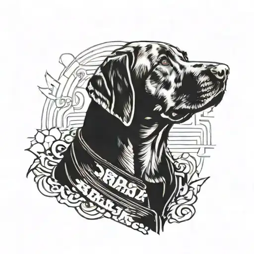 Labrador Dog Wearing A Punk Leather Jacket With Charles Bukowski's Poetry Written Around It