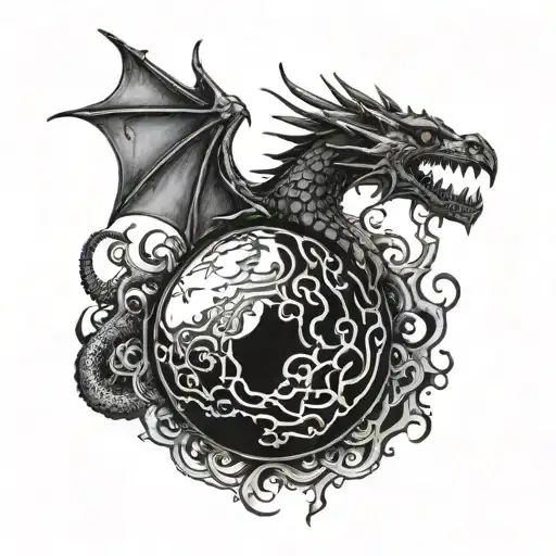 Dragon And Orb Made Of Blood Magic