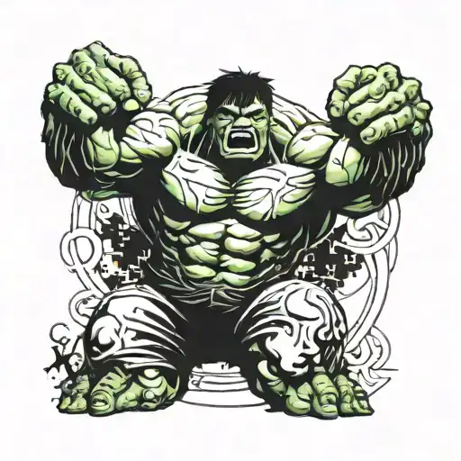 The Hulk With My Kids Initials Intertwined