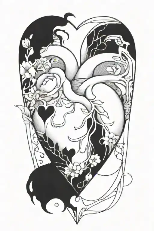 Fine Line Black Heart