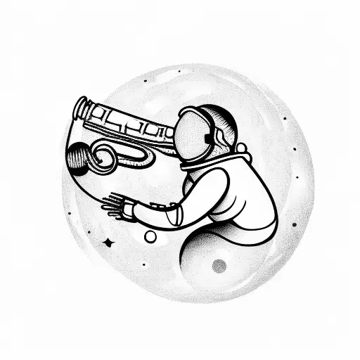 An Astronaut Playing A Saxophone On A Moonlit Autumn Night