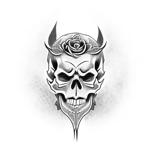 Skull Roses Japanese Oni Mask Reaper 777