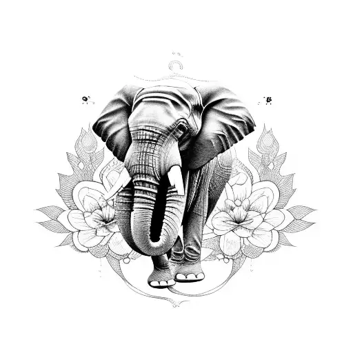 Elephant With Flowers