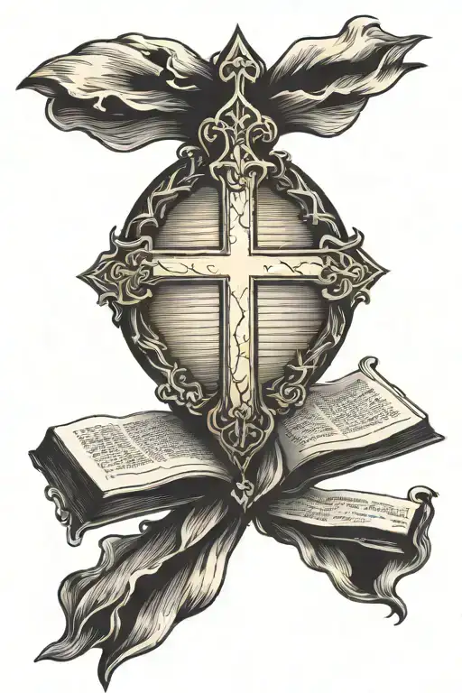 Cross In Sunset With Bible Verse