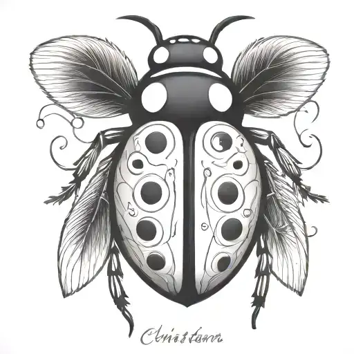A Stylized Ladybug With The Name Christian On Its Wings