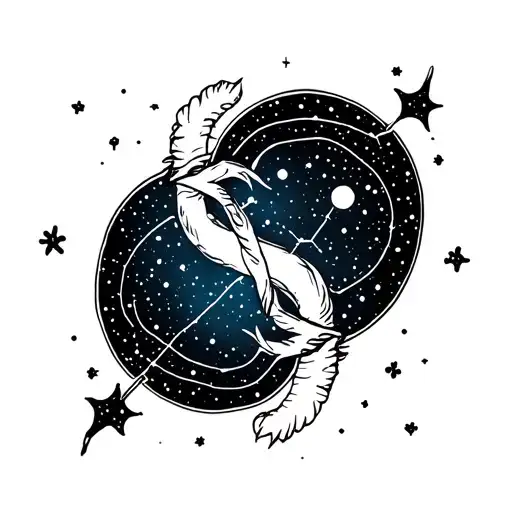 Capricorn Constellation With Virgo Constellation Intertwined
