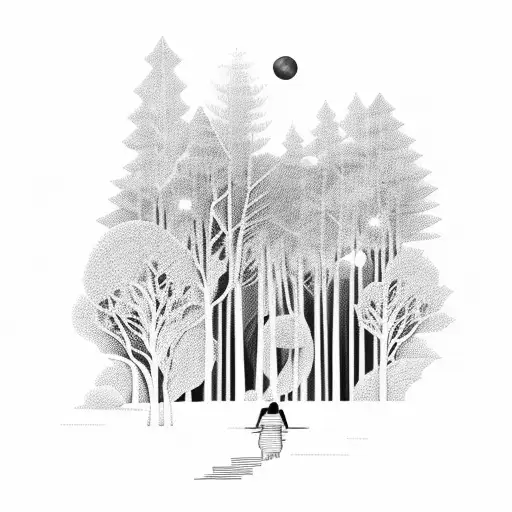 Moonlit Forest With A Silhouette Of A Software Engineer Coding