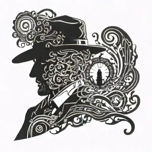 A Mysterious Investigator Silhouette Surrounded By Swirling Dark Energies