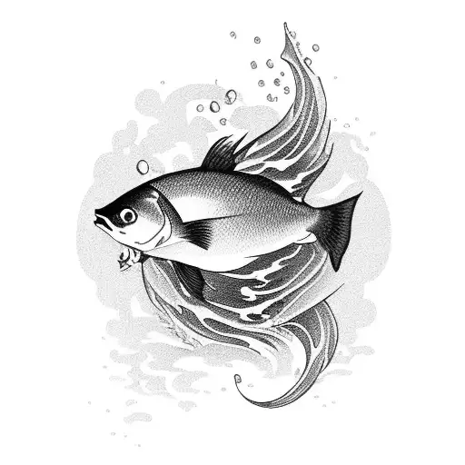 Fish Swimming Upwards Against A Strong Current Going To A Chinese Shrine