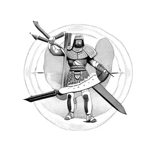 Roman Warrior With A Compass In Hand