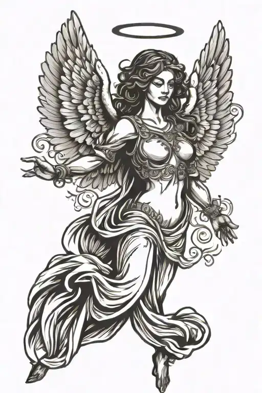 Angel With Arms Open And Wings