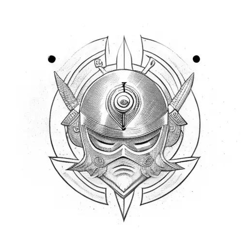 Warrior Helmet With A Compass Embedded In It