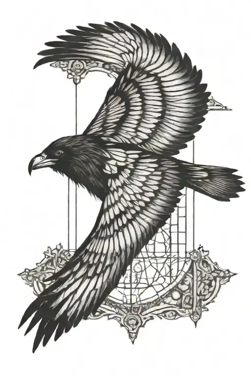 Cathedral Window Crow Flying