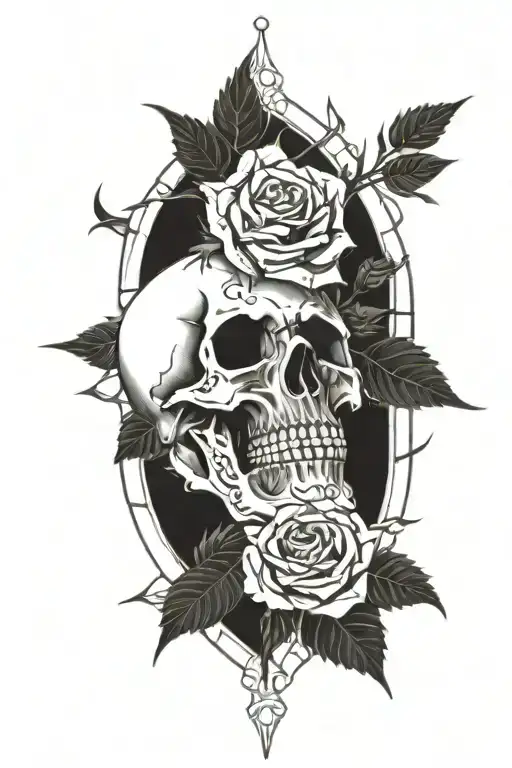 Cathedral Window Skull Rose