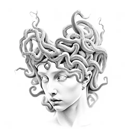 Medusa In Greek Sculpture Style